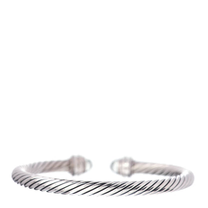David Yurman Sterling Silver Diamond Prasiolite 7mm Cable Classics Bracelet 3 of 4