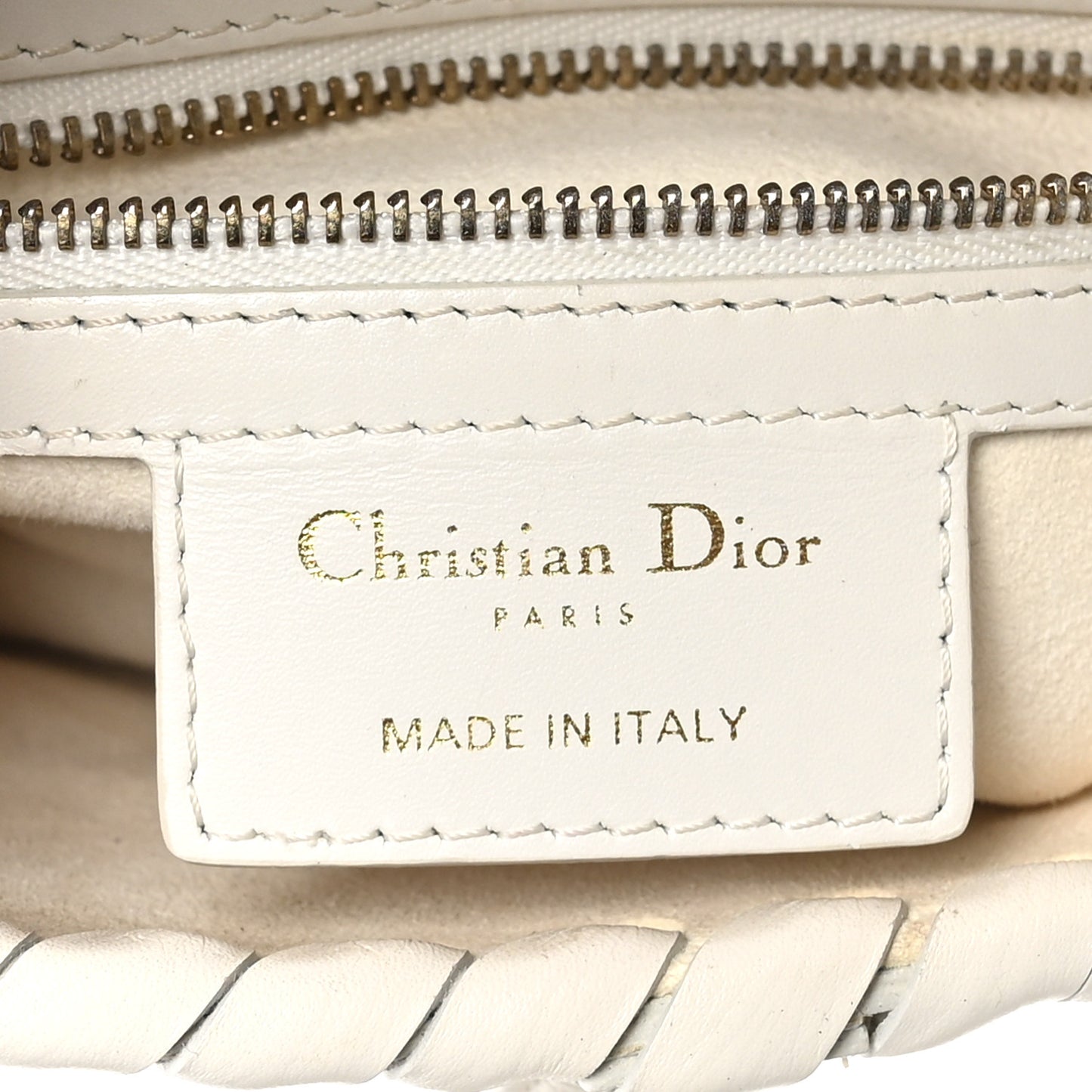 Calfskin Braided Saddle Bag White