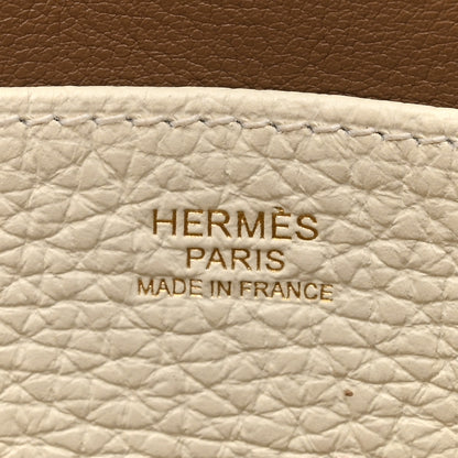 Hermes Taurillon Clemence Verso Halzan 25 Mushroom Beige De Weimar 6 of 12