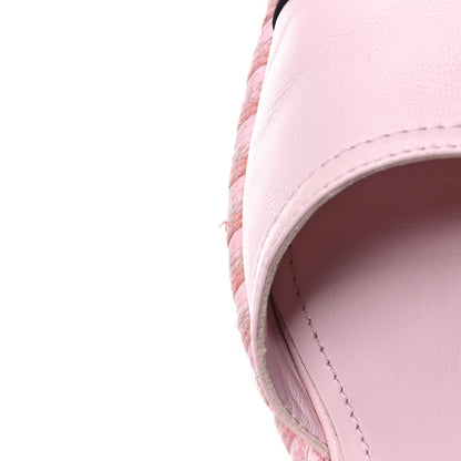 Chanel Lambskin Grosgrain CC Espadrilles Wedges 40 Pink Black 10 of 10