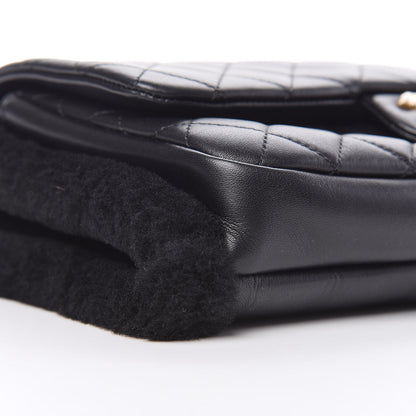 Chanel Lambskin Shearling CC Muff Flap Bag Black 8 of 9