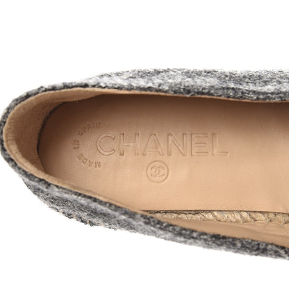 Chanel Tweed Velvet CC Espadrilles 39 Grey Black 7 of 9