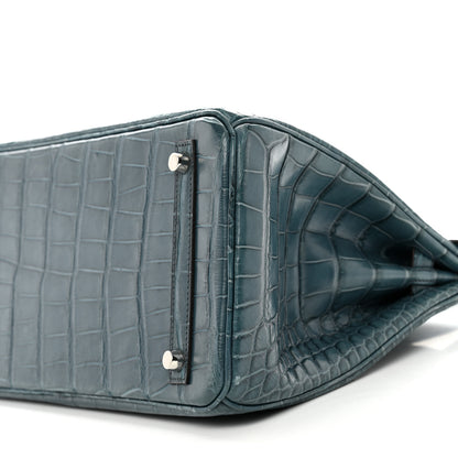 Hermes Matte Alligator Birkin 30 Bleu Tempete 10 of 13