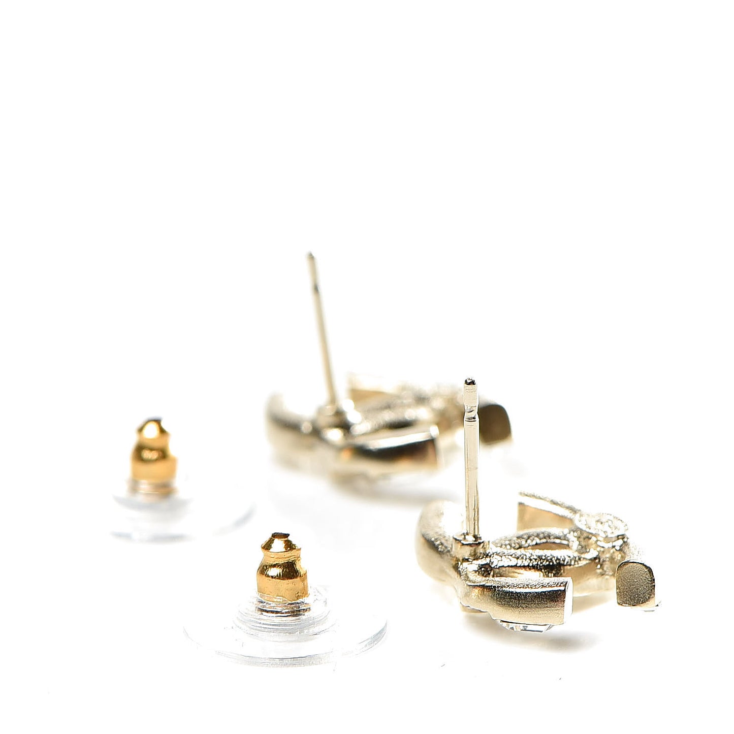 Crystal Baguette CC Earrings Gold