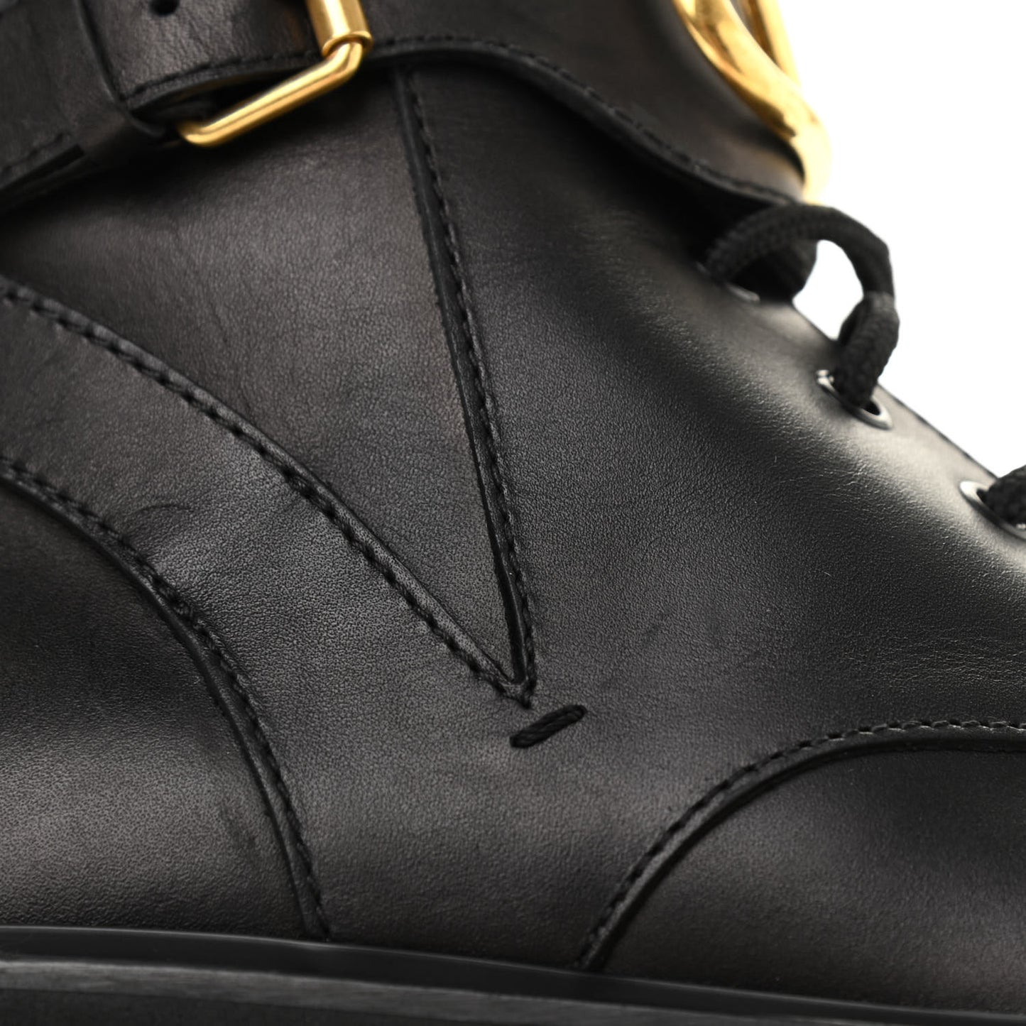Calfskin Womens VLOGO 35mm Combat Boots 37.5 Black