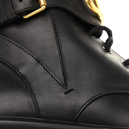 Valentino Garavani Calfskin Womens VLOGO 35mm Combat Boots 37.5 Black 14 of 15
