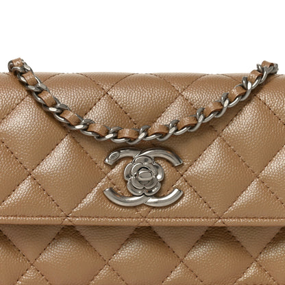 Chanel Iridescent Caviar Quilted Camellia Phone Holder With Chain Beige 9 of 12