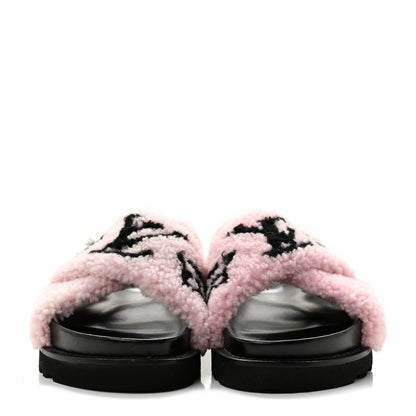 Louis Vuitton Shearling Calfskin Paseo Flat Comfort Sandal 38 Pink 3 of 10