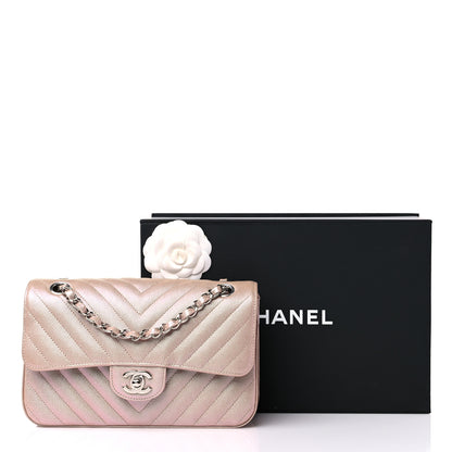 Chanel Iridescent Caviar Chevron Quilted Small Double Flap Light Gold 10 of 10
