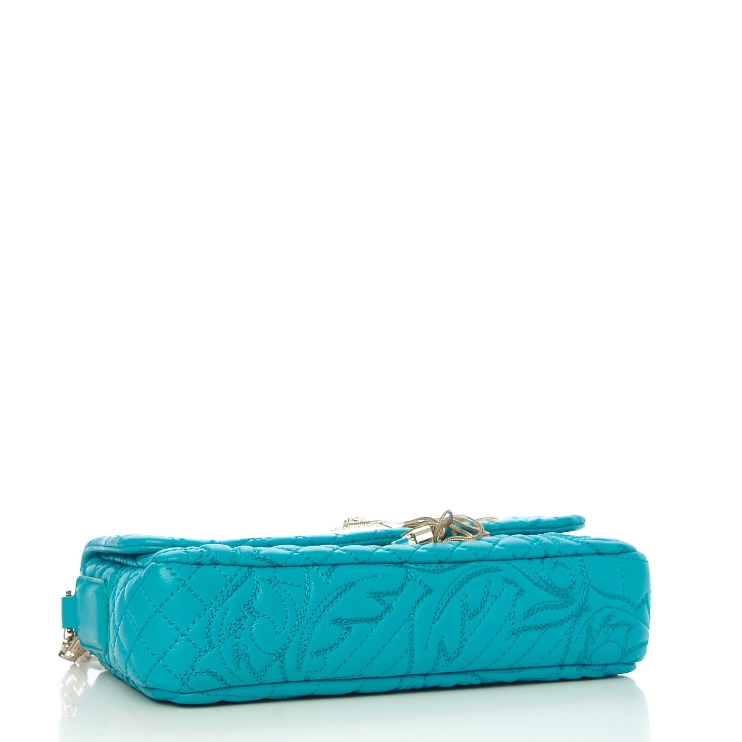 Versace Nappa Barocco Quilted Calliope Vanitas Shoulder Bag Light Blue 4 of 8
