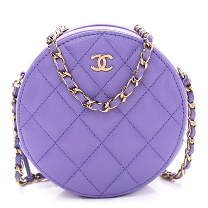Chanel Caviar Quilted Round Clutch With Chain Purple 1 of 10