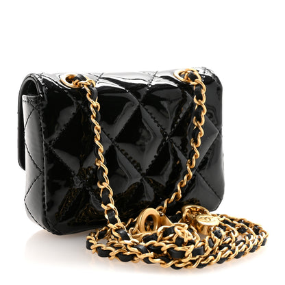 Chanel Patent Enamel Quilted Coco Hearts Clutch With Chain Black 3 of 12