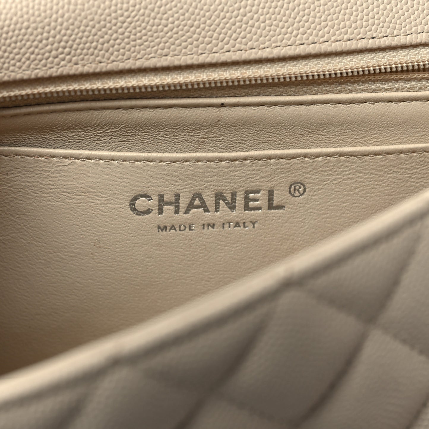 Caviar Quilted Mini Rectangular Flap Light Beige