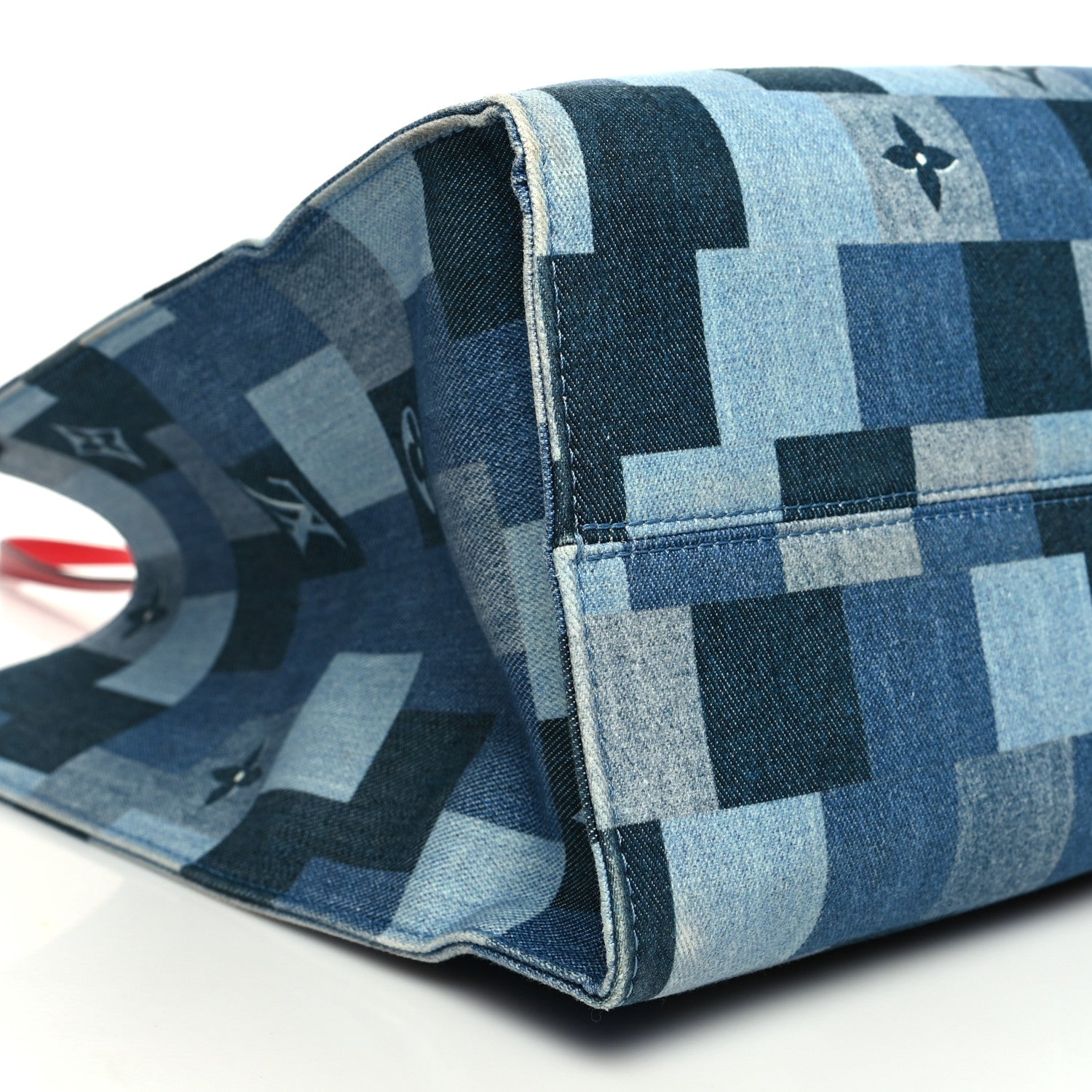 Louis Vuitton Denim Damier Monogram Onthego Blue Rouge 10 of 12