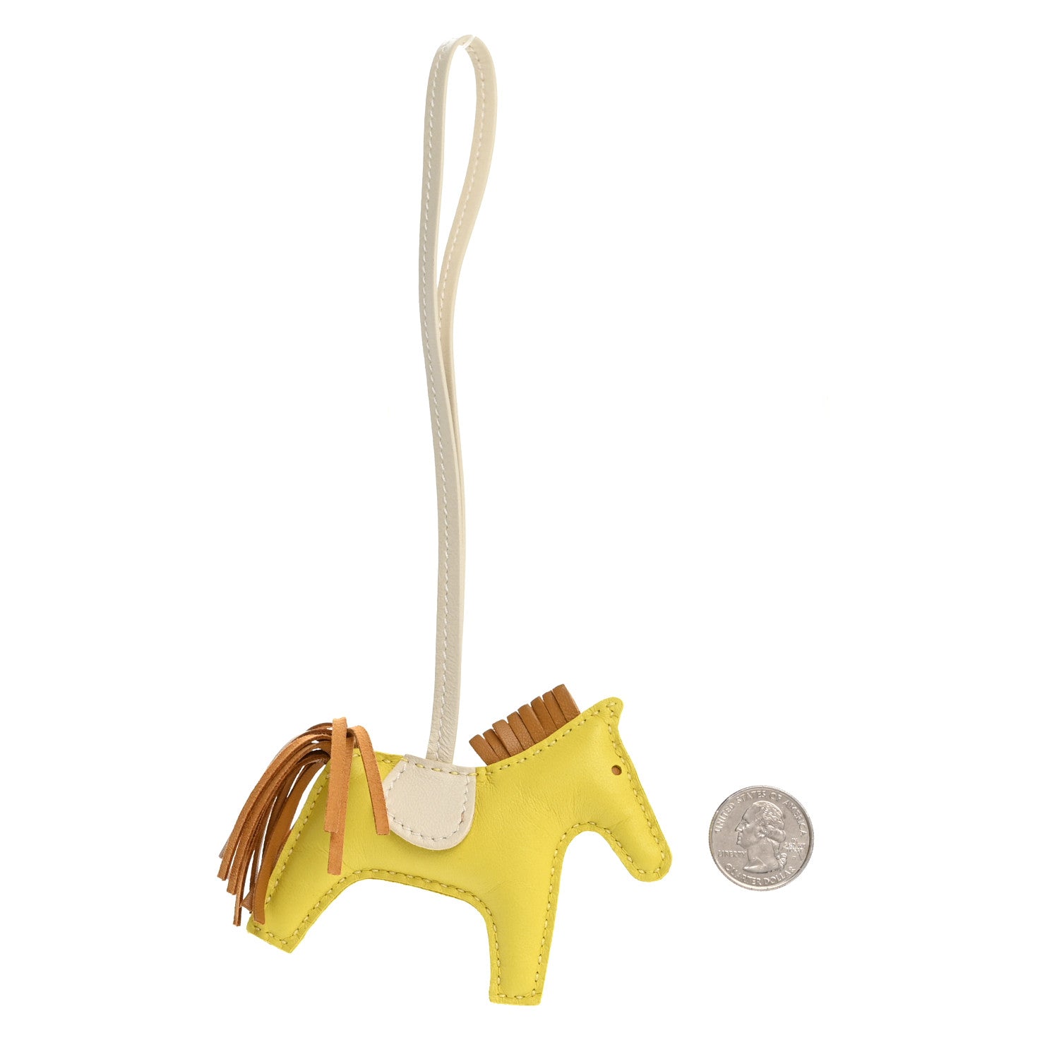 Hermes Milo Lambskin Grigri Rodeo Horse Bag Charm PM Lime Sesame Craie 2 of 4