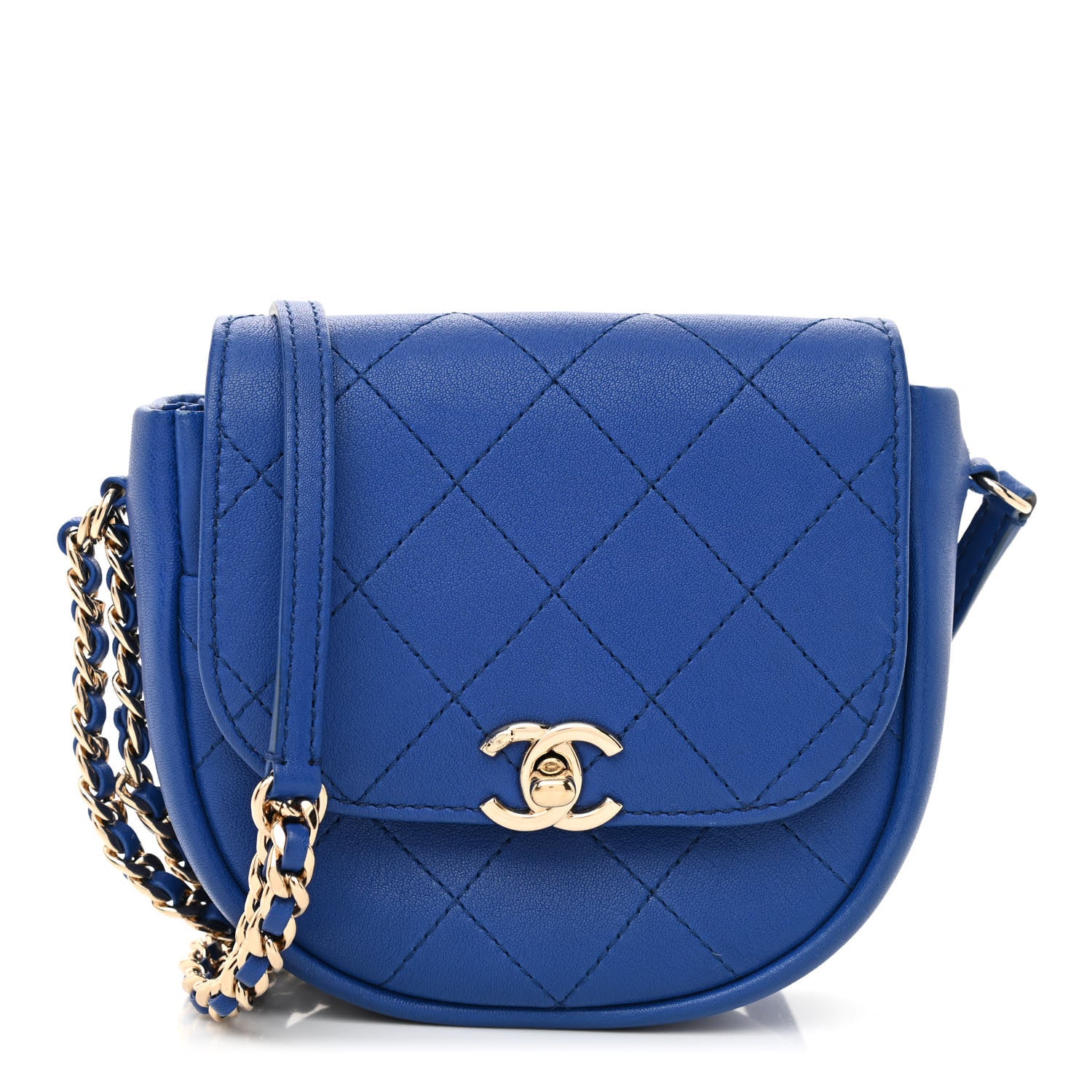 Chanel Goatskin Stitched Casual Trip Messenger Flap Royal Blue 1 of 9