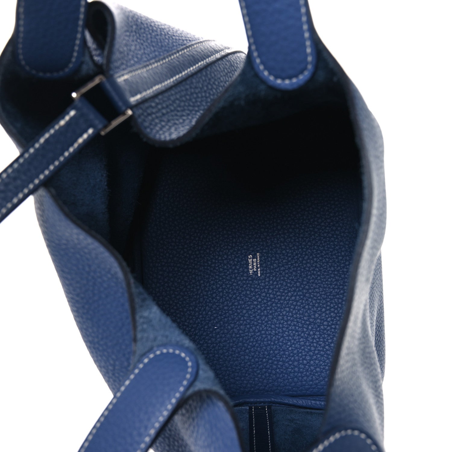 Hermes Taurillon Clemence Casaque Picotin Lock 22 MM Bleu Saphir