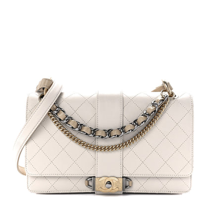 Chanel Calfskin Stitched Flap White 1 of 12