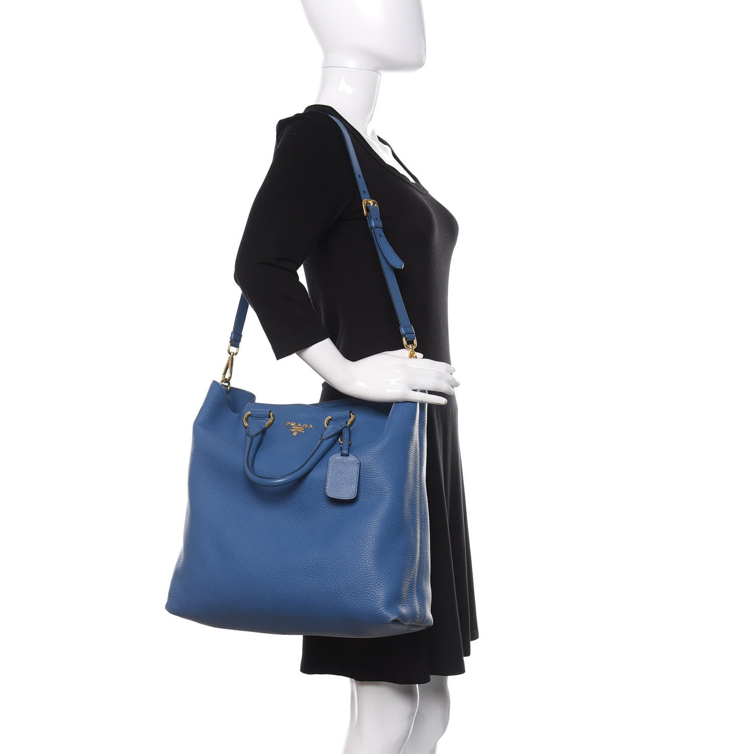 Prada Vitello Daino Tote Cobalto 2 of 15
