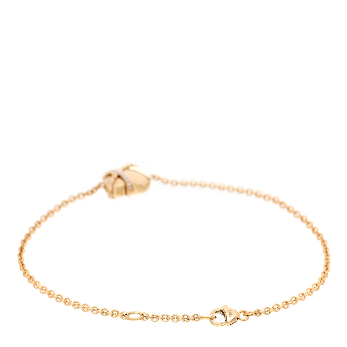 18K Yellow Gold Diamond Le Petit Coeur Sculpted Heart Chain Bracelet
