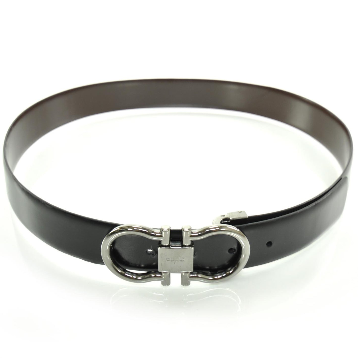 SALVATOREFERRAGAMOLeatherGanciniReversibleBelt95Black