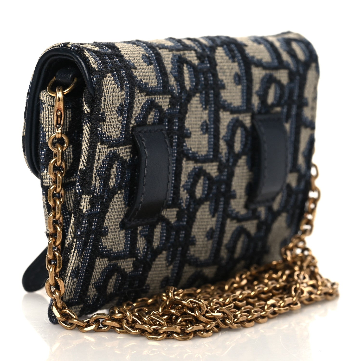 Christian Dior Oblique Nano Saddle Chain Pouch Blue 3 of 6