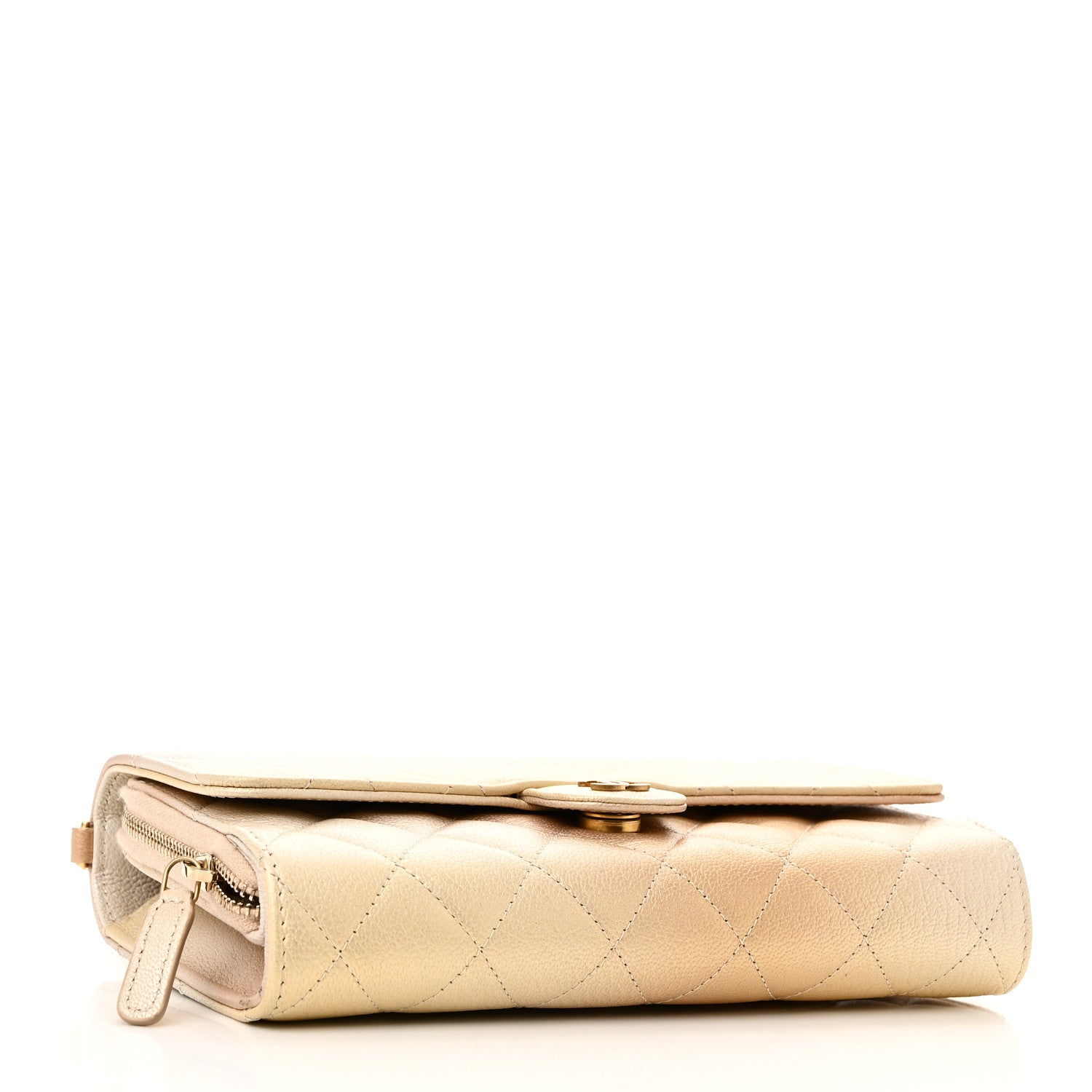 Chanel Metallic Goatskin Quilted Phone Holder Wallet on Removable Chain  Gold 5 of 15