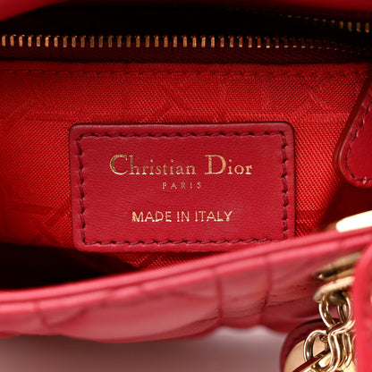 Christian Dior Lambskin Cannage Mini Lady Dior Burgundy 6 of 15