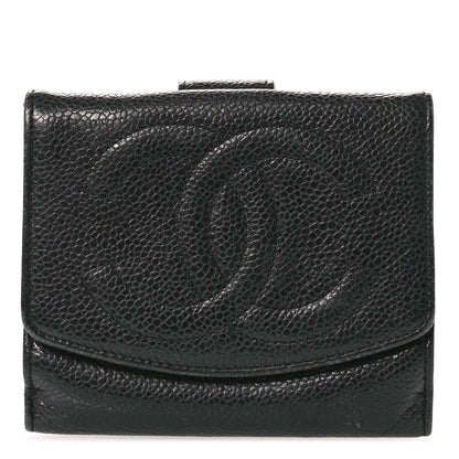 Chanel Caviar Timeless CC Compact French Wallet Black 1 of 9