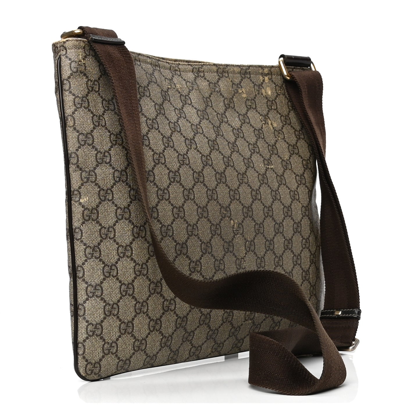 GG Supreme Monogram Medium Flat Messenger Bag Dark Brown