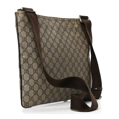 Gucci GG Supreme Monogram Medium Flat Messenger Bag Dark Brown 2 of 7