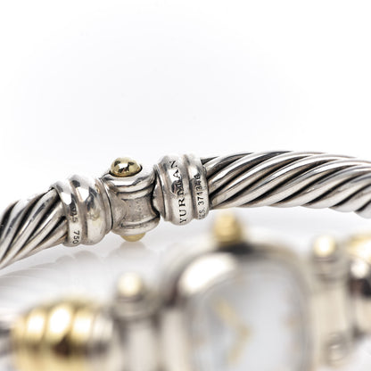 David Yurman Sterling Silver 18K Yellow Gold Diamond Mother of Pearl 21mm Classic Cable Quartz Watch 7 of 10
