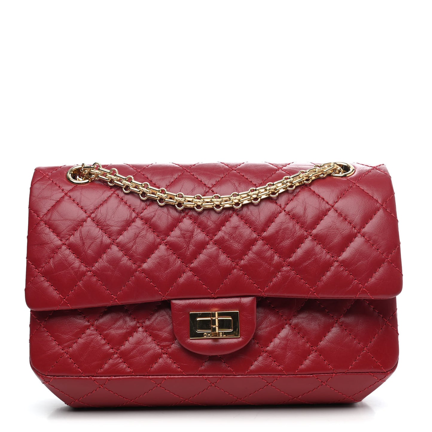 Aged Calfskin Quilted 2.55 Reissue 225 Flap Red