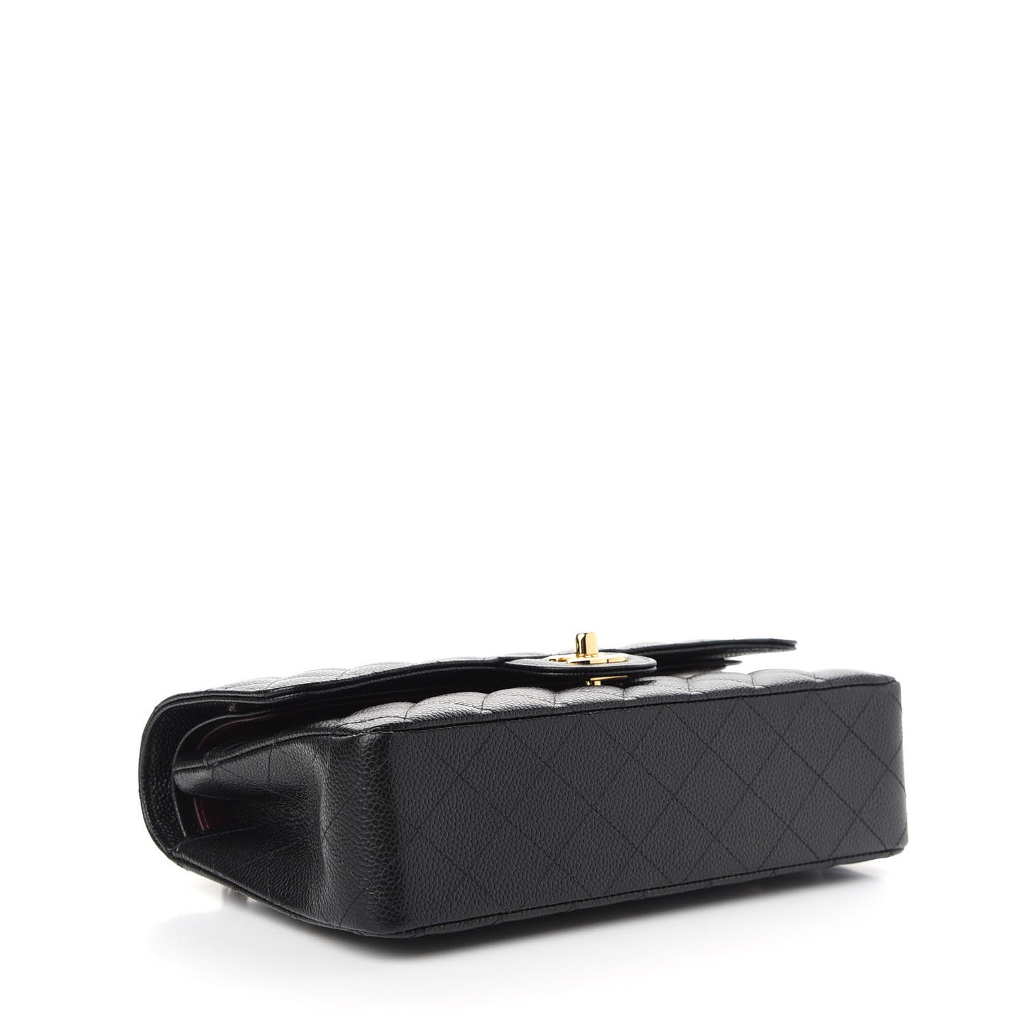 Caviar Quilted Medium Double Flap Black