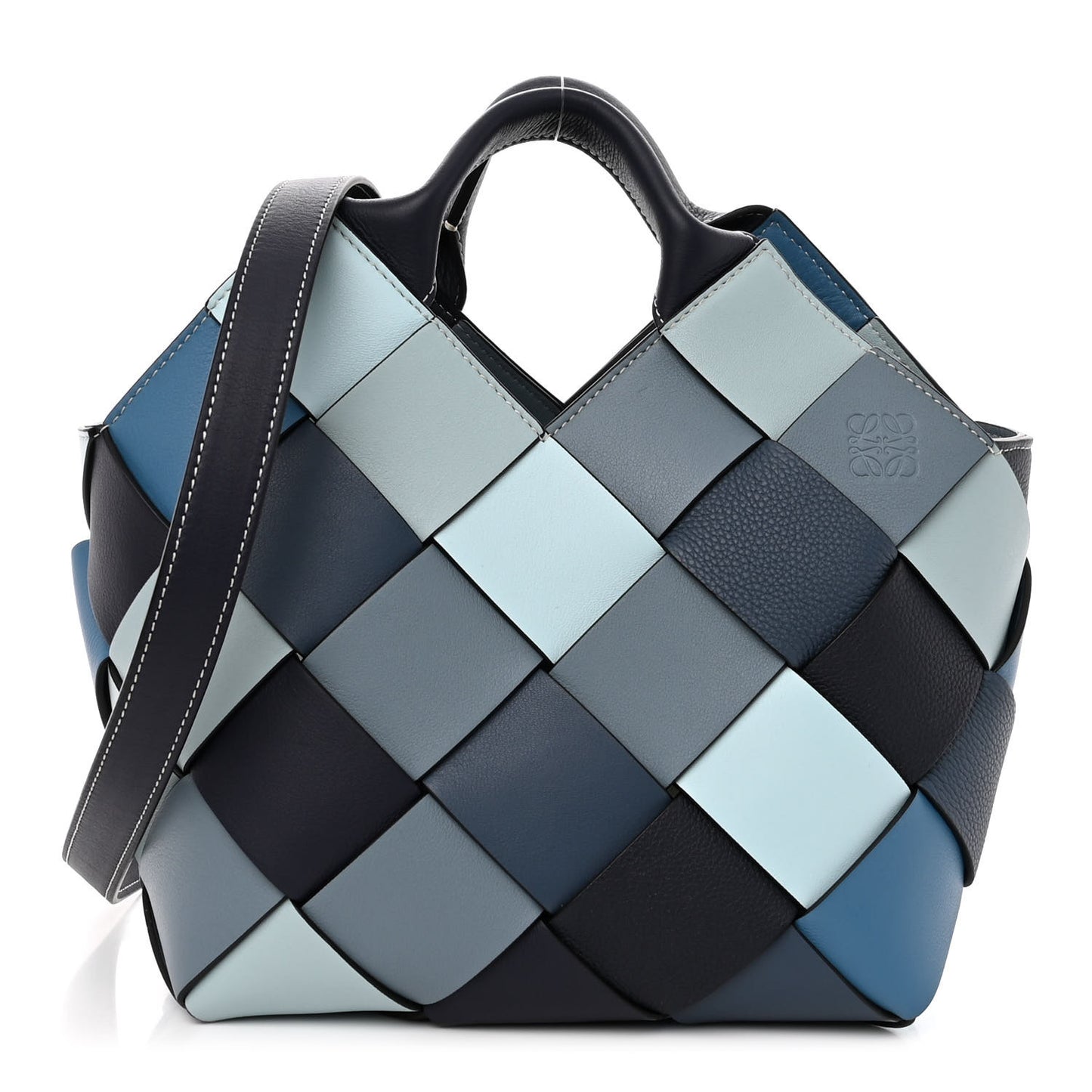 Calfskin Woven Small The Surplus Collection Basket Bag Steel Crystal