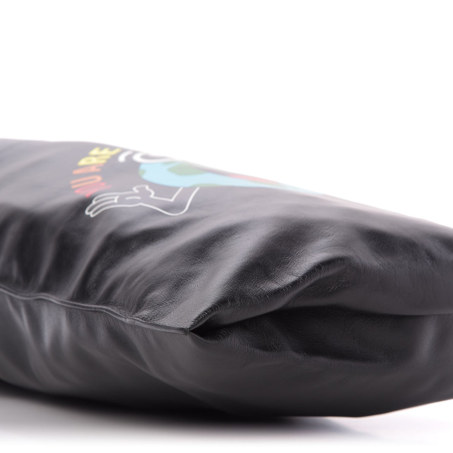 Calfskin Printed You Are The World Plastic Bag Shopper S Black