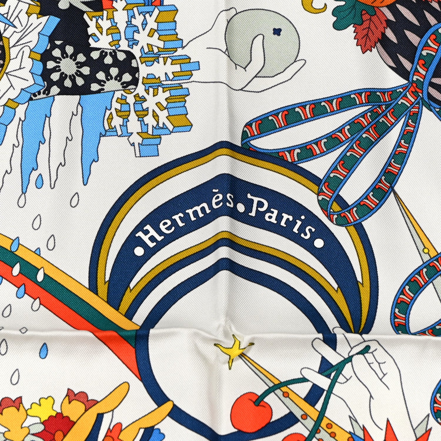 Hermes Silk Le Sacre Des Saisons Scarf 90 Craie Jaune Soleil 2 of 4