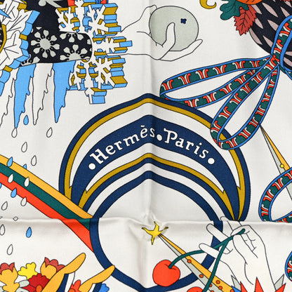 Hermes Silk Le Sacre Des Saisons Scarf 90 Craie Jaune Soleil 2 of 4