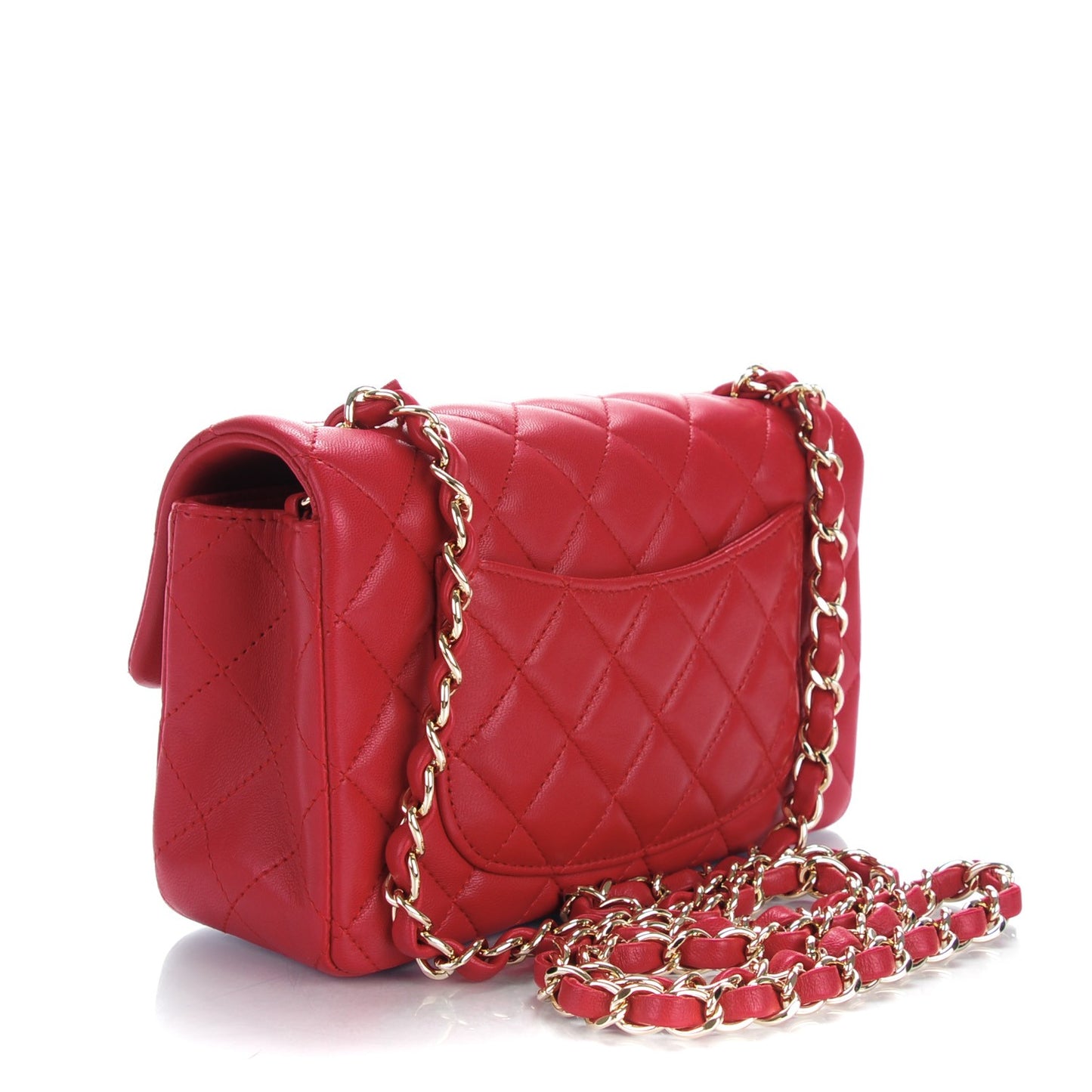 Lambskin Quilted Mini Rectangular Flap Dark Pink