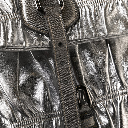 Prada Metallic Nappa Gaufre Messenger Tote Silver 14 of 14