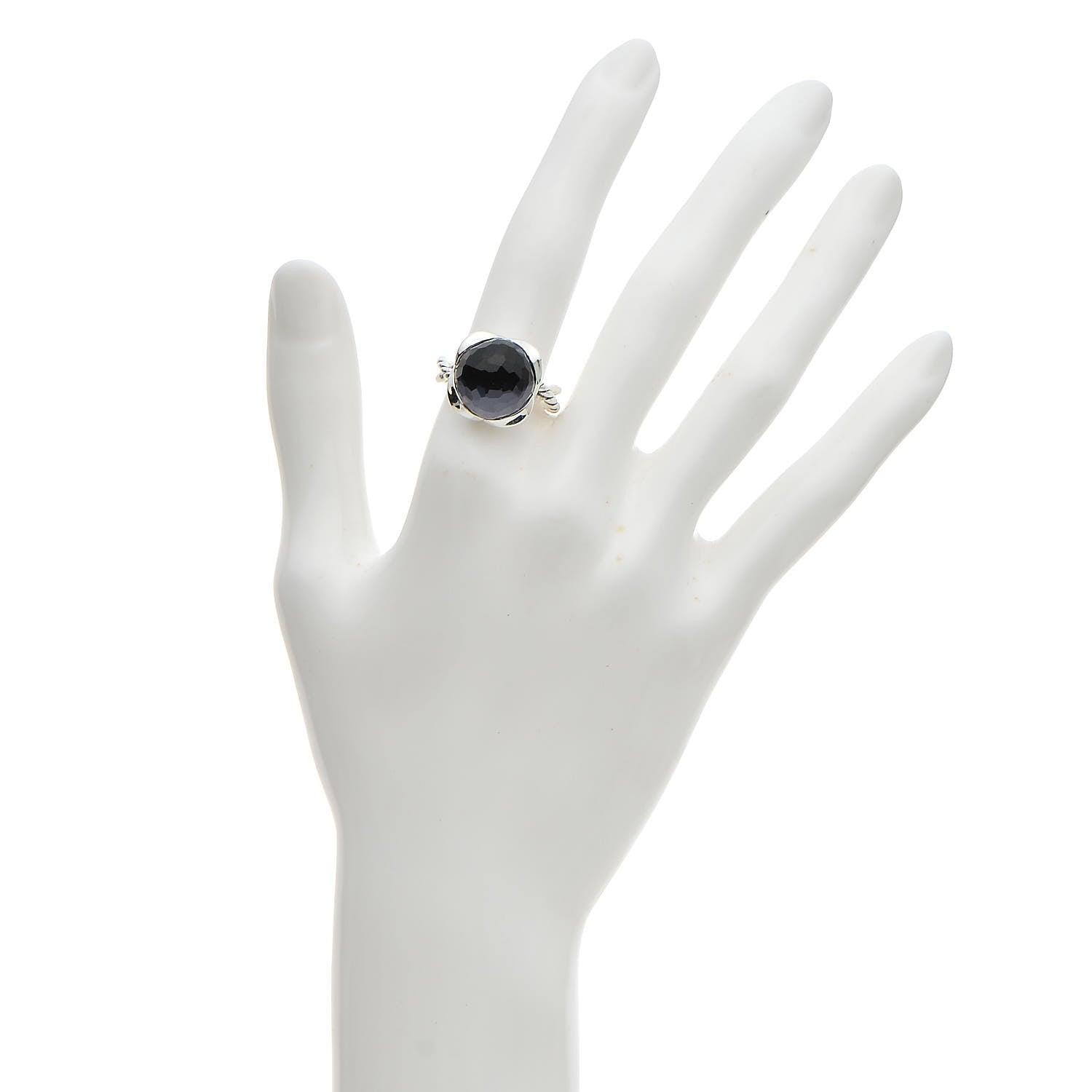 David Yurman Sterling Silver 14mm Black Orchid Continuance Ring 56 7.5 2 of 4