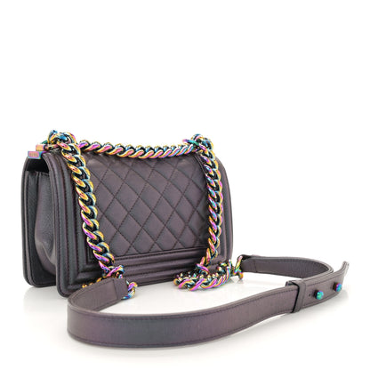 Chanel Iridescent Goatskin Quilted Small Boy Flap Purple 3 of 10