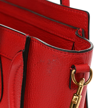 Celine Drummed Calfskin Nano Luggage Coquelicot 14 of 14