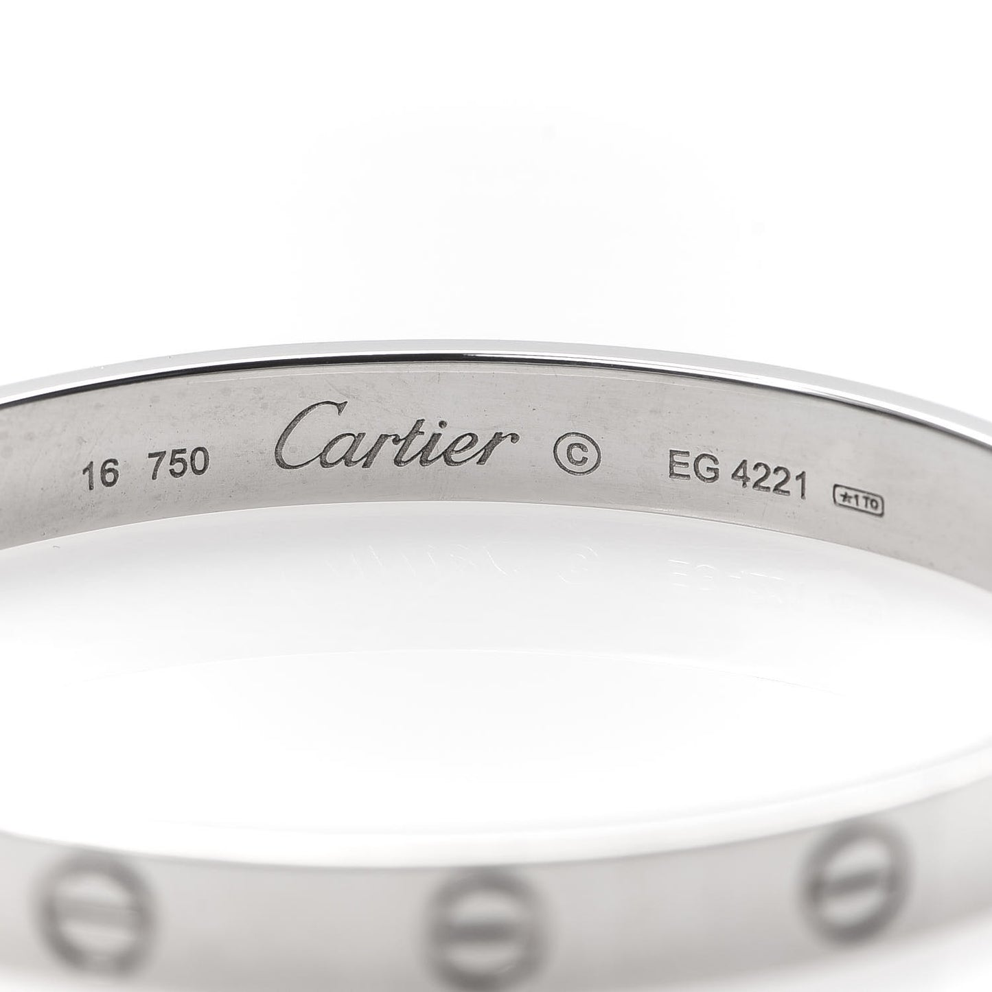 18K White Gold LOVE Bracelet 16