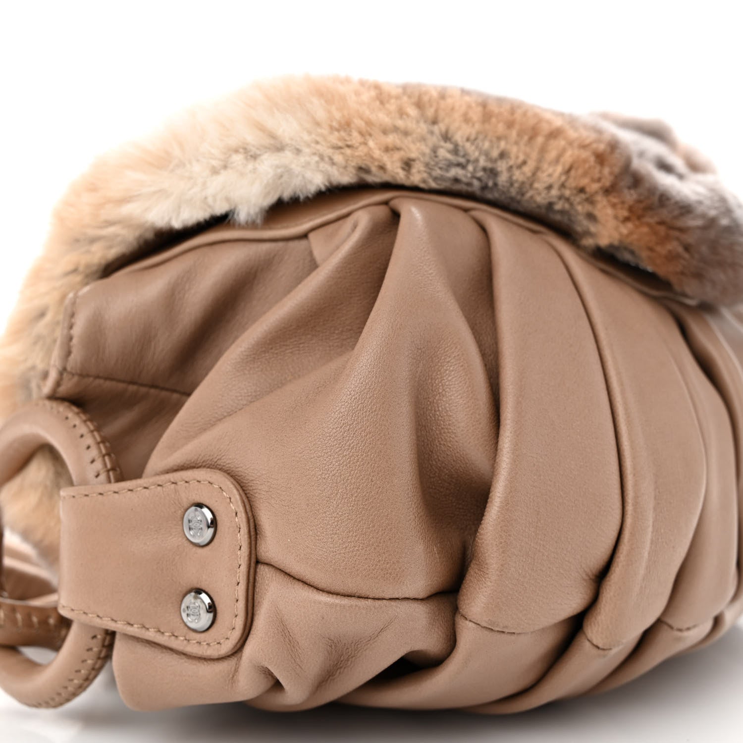 Chanel Lapin Rabbit Fur Lambskin Pleated CC Flap Bag Beige 9 of 11