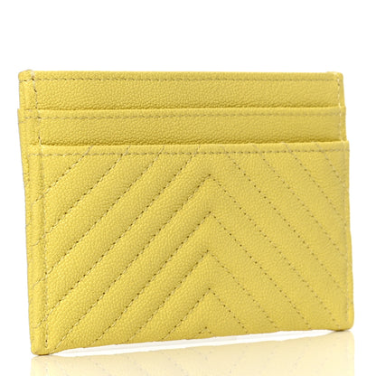 Chanel Caviar Chevron Quilted Boy Card Holder Yellow 2 of 4