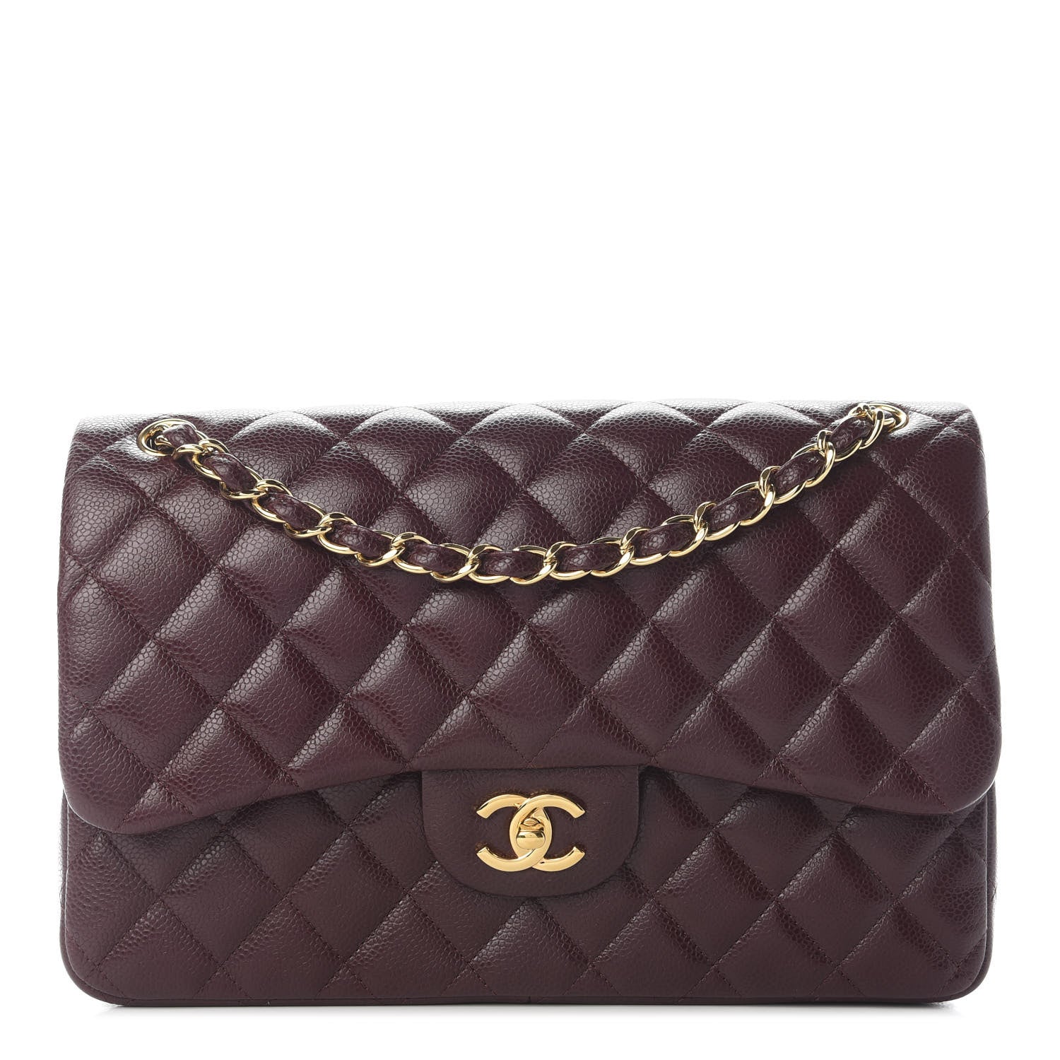 Chanel Caviar Quilted Jumbo Double Flap Burgundy 1 of 10