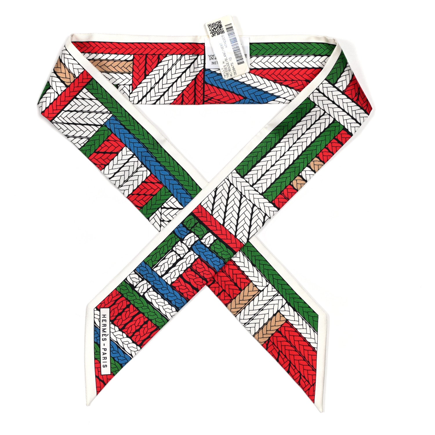 Hermes Silk Tresses H Twilly Rouge White Vert 1 of 4