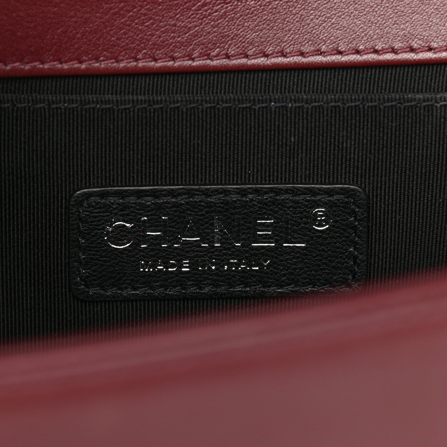 Calfskin Horizontal Quilted Medium Boy Flap Burgundy
