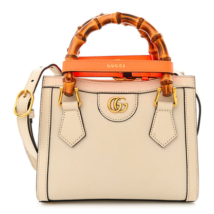 Gucci Wonka Grain Calfskin Mini Diana Tote Bag Mystic White Orange Fluo 1 of 15